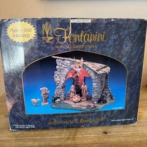 Vintage Fontanini Musical Stable Nativity 5” Holy Family Angel & Shepherd Works!